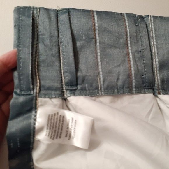 Insulated pinch pleat window curtain drapes 1 panel blue fabric striped - Picture 3 of 5